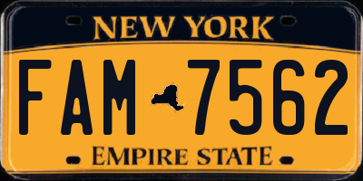 NY license plate FAM7562