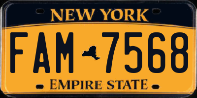 NY license plate FAM7568