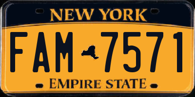 NY license plate FAM7571