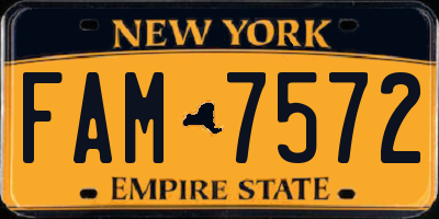 NY license plate FAM7572