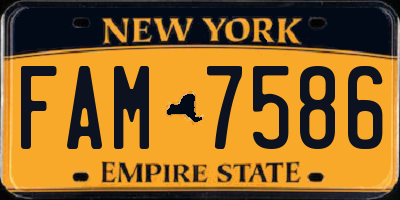 NY license plate FAM7586