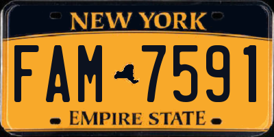 NY license plate FAM7591