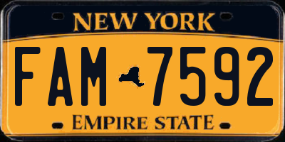 NY license plate FAM7592
