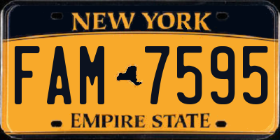 NY license plate FAM7595