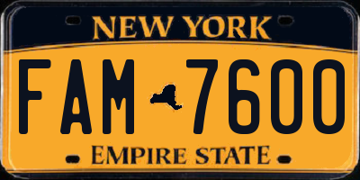 NY license plate FAM7600
