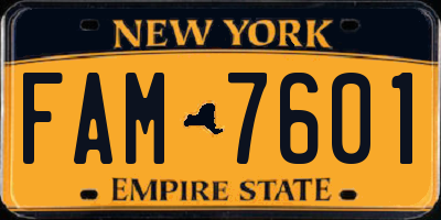 NY license plate FAM7601