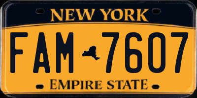 NY license plate FAM7607