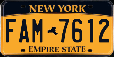 NY license plate FAM7612