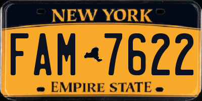 NY license plate FAM7622