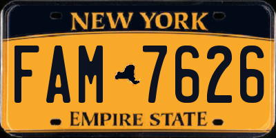 NY license plate FAM7626