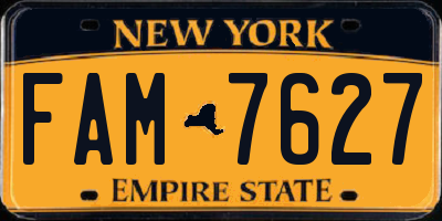 NY license plate FAM7627