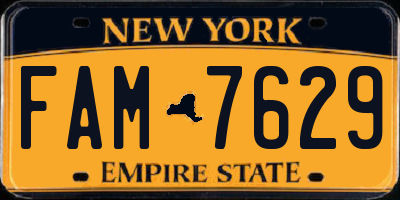 NY license plate FAM7629