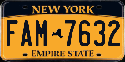 NY license plate FAM7632