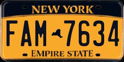 NY license plate FAM7634