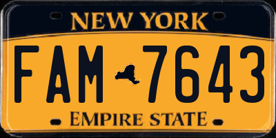 NY license plate FAM7643