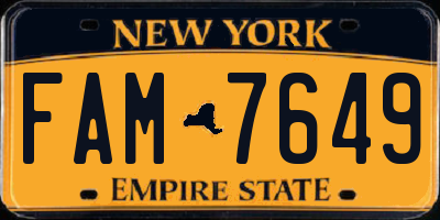 NY license plate FAM7649