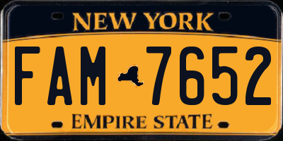 NY license plate FAM7652