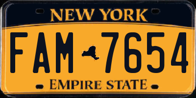 NY license plate FAM7654