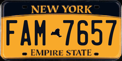 NY license plate FAM7657