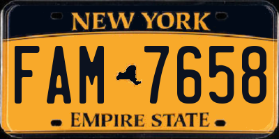 NY license plate FAM7658