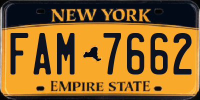 NY license plate FAM7662