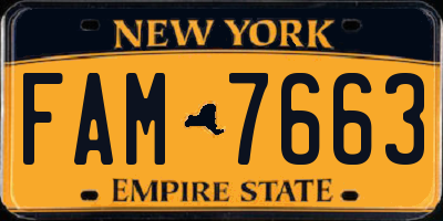 NY license plate FAM7663