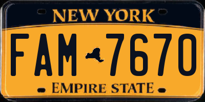 NY license plate FAM7670