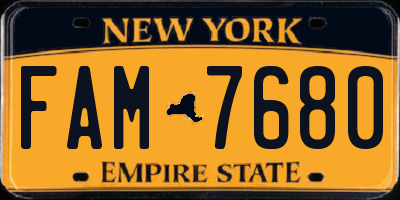 NY license plate FAM7680
