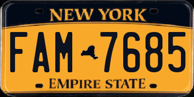 NY license plate FAM7685
