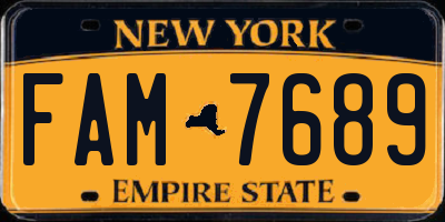 NY license plate FAM7689