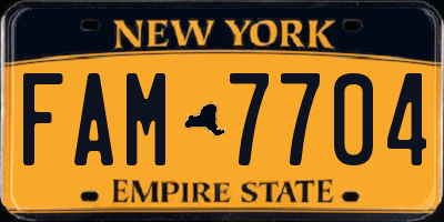 NY license plate FAM7704