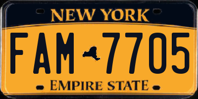 NY license plate FAM7705