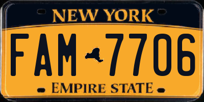 NY license plate FAM7706