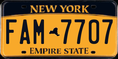 NY license plate FAM7707