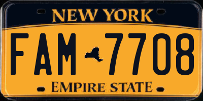 NY license plate FAM7708