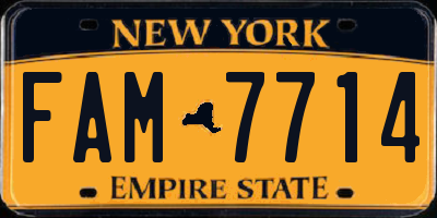 NY license plate FAM7714