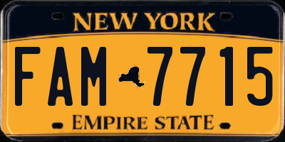 NY license plate FAM7715