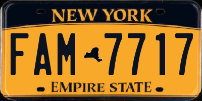 NY license plate FAM7717