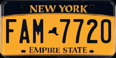 NY license plate FAM7720