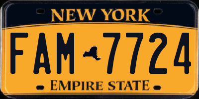 NY license plate FAM7724
