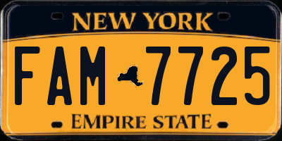 NY license plate FAM7725