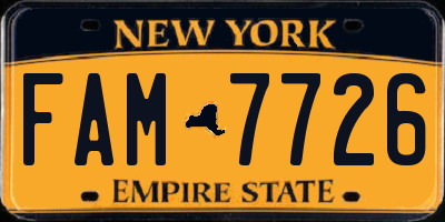 NY license plate FAM7726