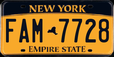 NY license plate FAM7728
