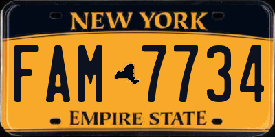 NY license plate FAM7734