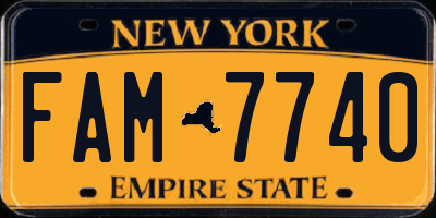 NY license plate FAM7740