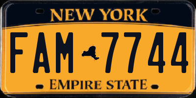 NY license plate FAM7744