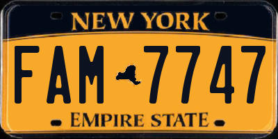 NY license plate FAM7747