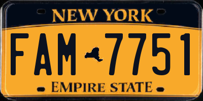 NY license plate FAM7751