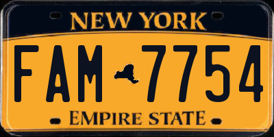 NY license plate FAM7754