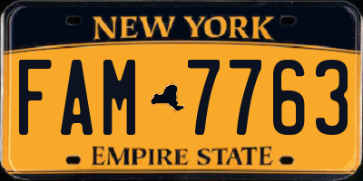 NY license plate FAM7763